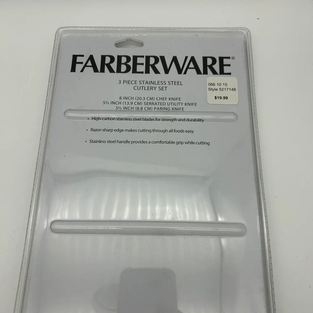 Farberware 3 Piece Stainless Steel Cutlery Set Chef Utility Paring Knives‎